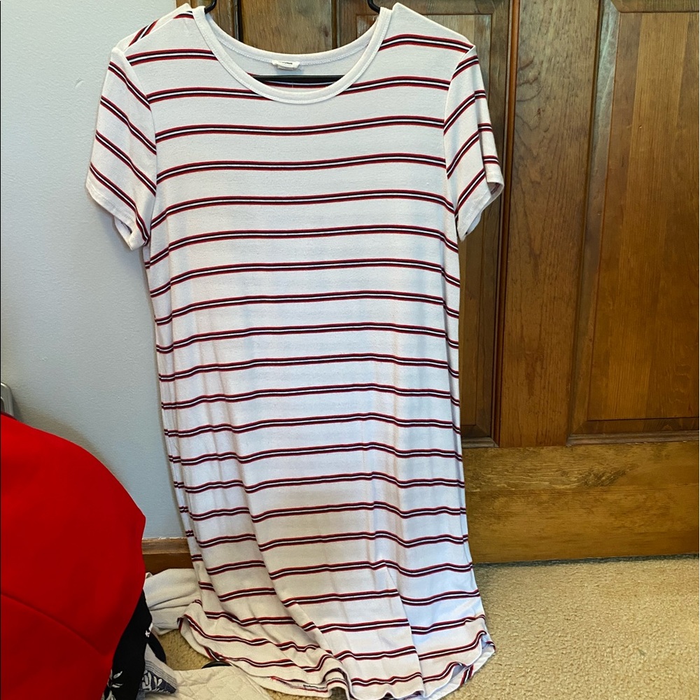 Red white and blue striped dress GARAGE